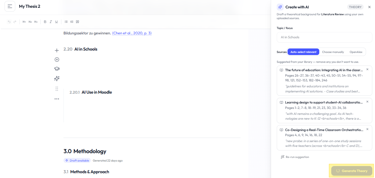Generated theory content in MyThesis